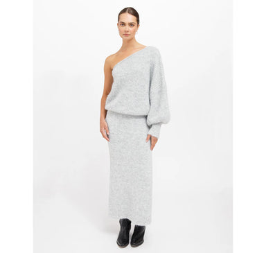 Victoria One Shoulder Sweater - Grey