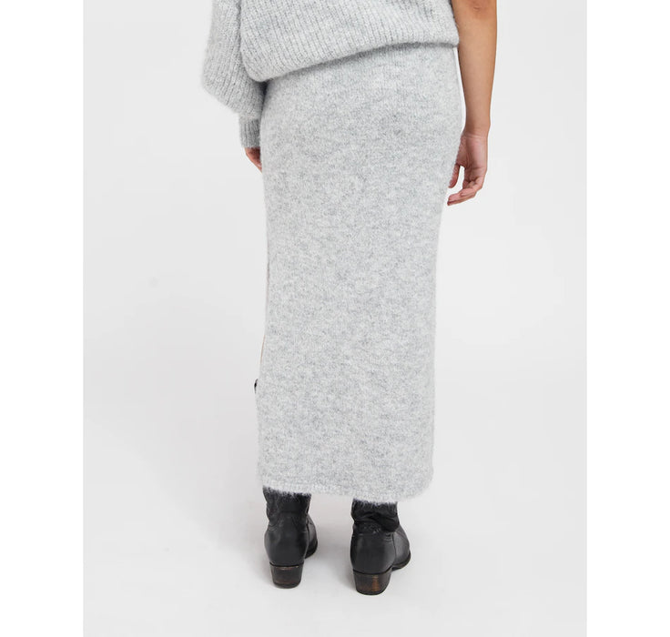 Victoria Midi Knit Skirt - Grey