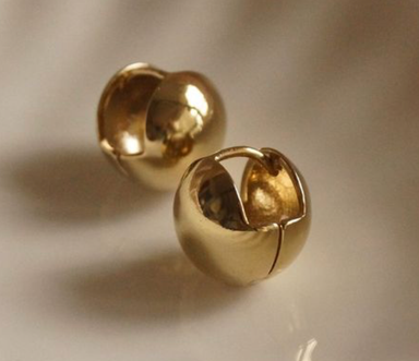 Ball Stud Hoop Earring - Gold