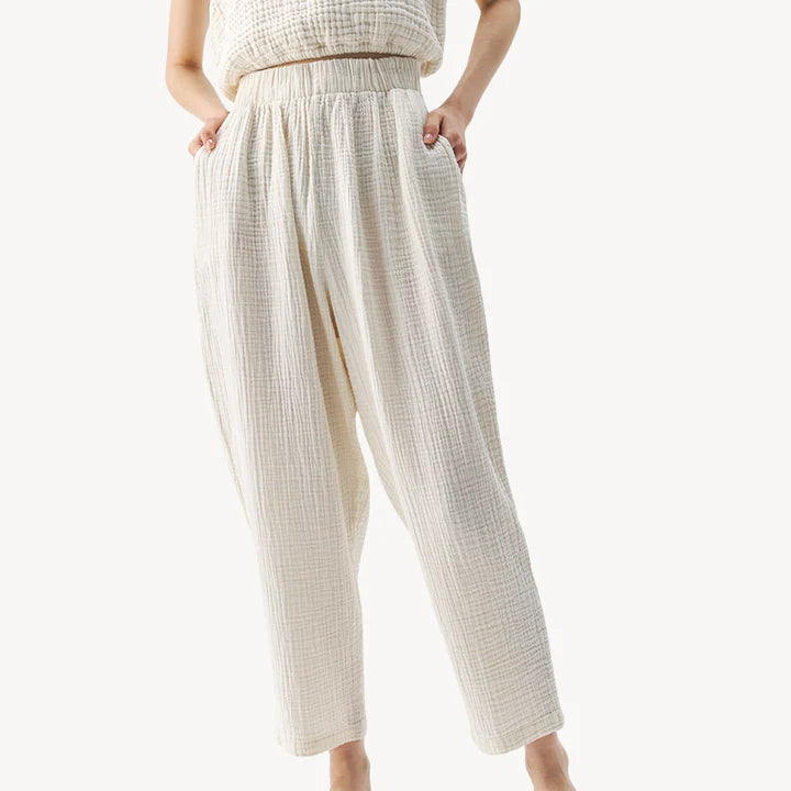 Crinkle Slouchy Pants - Cream