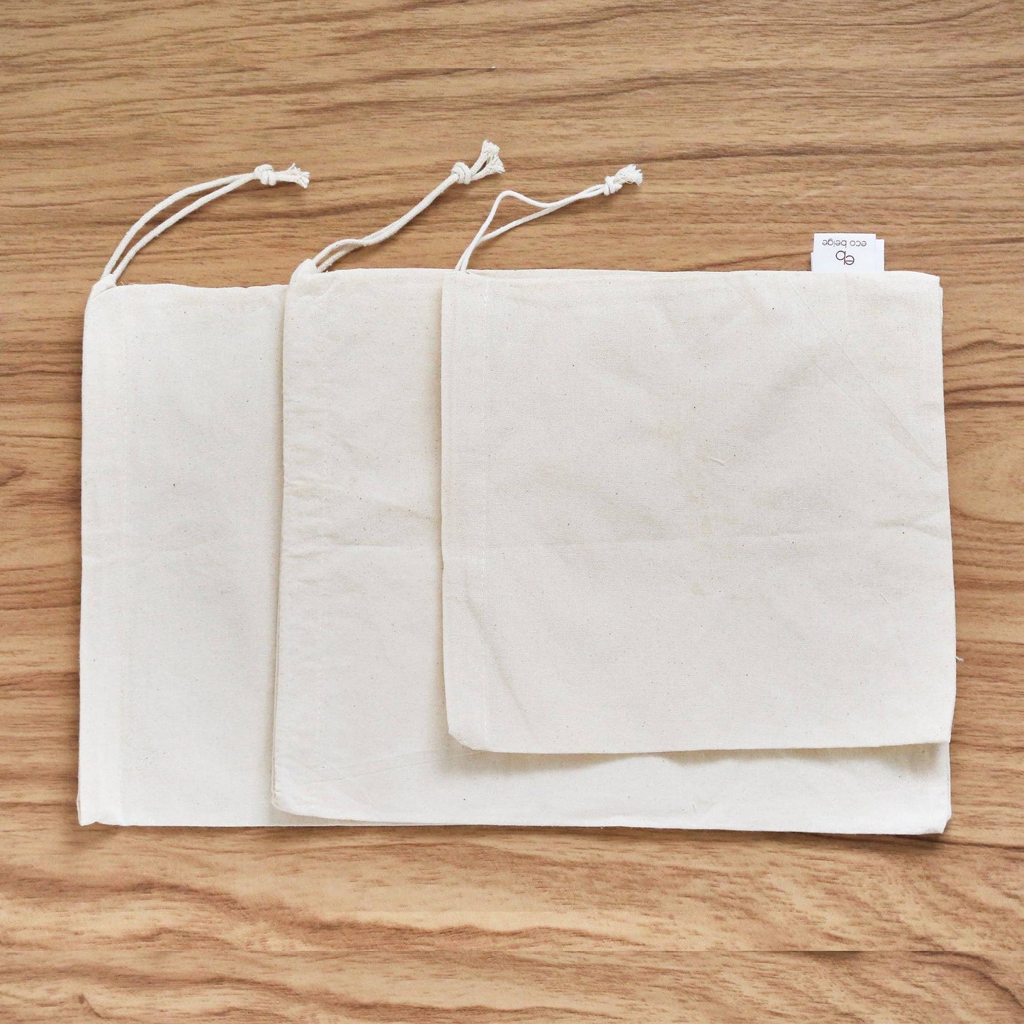 EcoBeige Cotton Canvas Bulk Food Bags - Set of 3