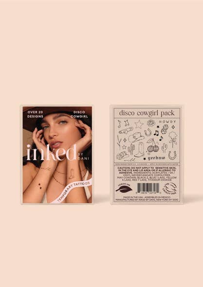 Disco Cowgirl Temporary Tattoo Pack