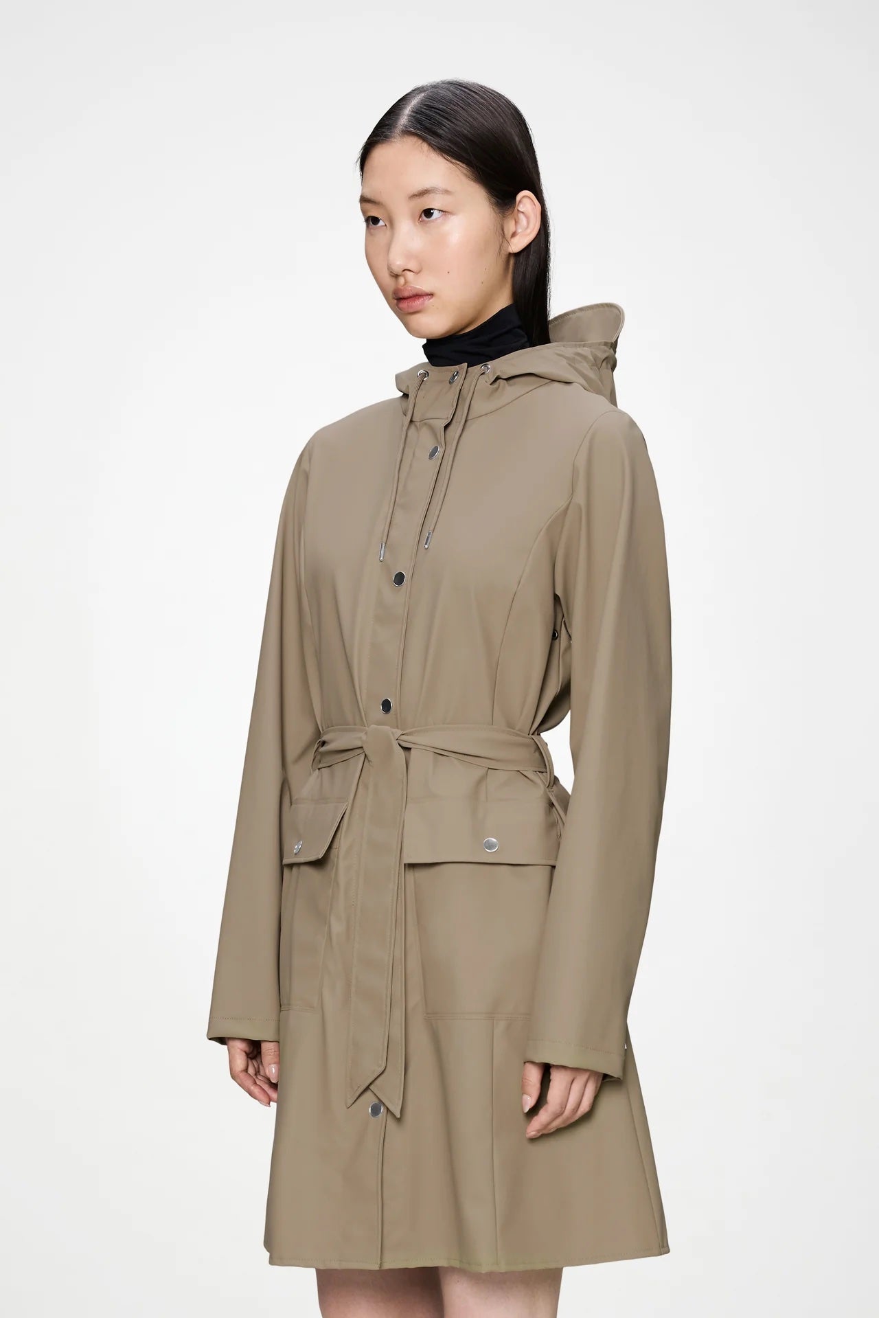 RAINS Curve Long Jacket - Beige