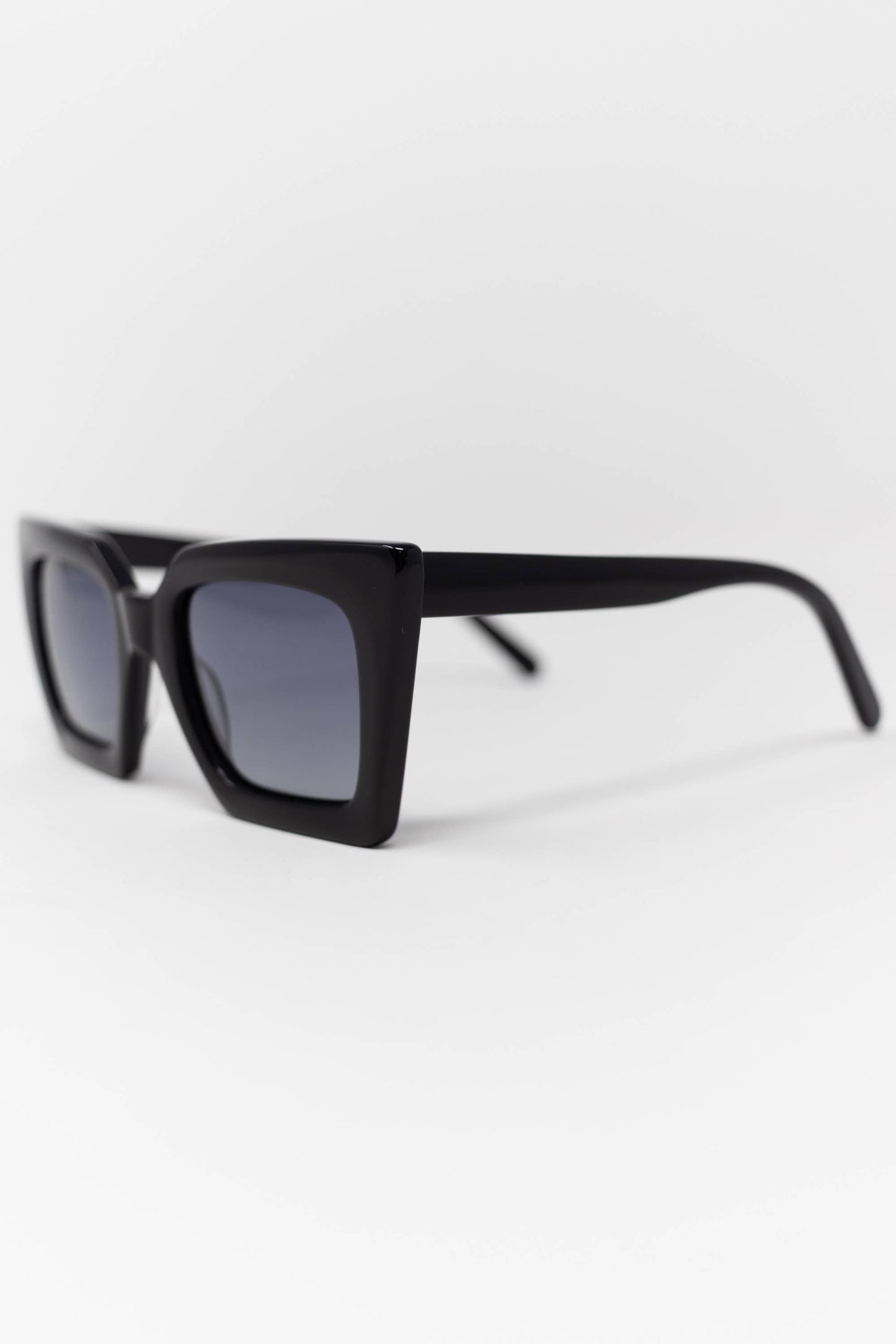 Monaco Angular Acetate Sunglasses in Black