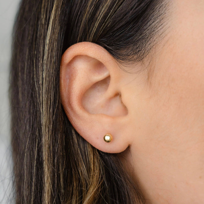 Petite Gold Ace Ball Stud Earrings - 5mm