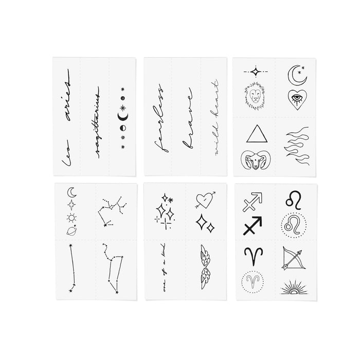 Zodiac Collection: Fire Signs Temporary Tattoo Pack - Aries + Leo + Sagittarius