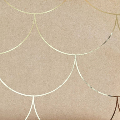 Natural Kraft Wrapping Paper With Gold Foil Scallop Detail - 24" W x 30"