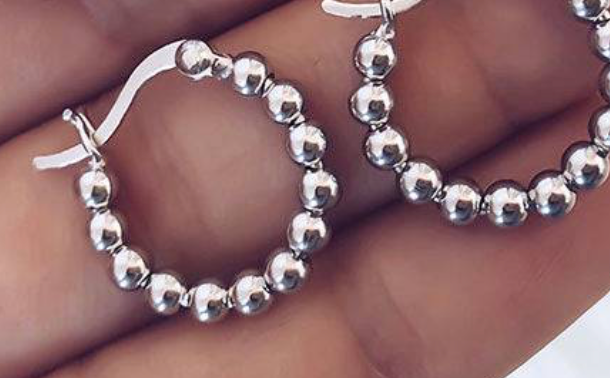 Mini Baller Hoop Earring - Silver