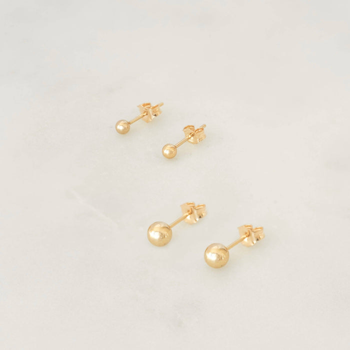 Petite Gold Ace Ball Stud Earrings - 2mm