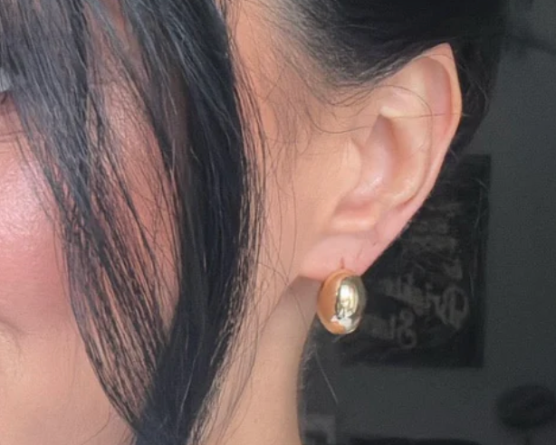 Ball Stud Hoop Earring - Gold