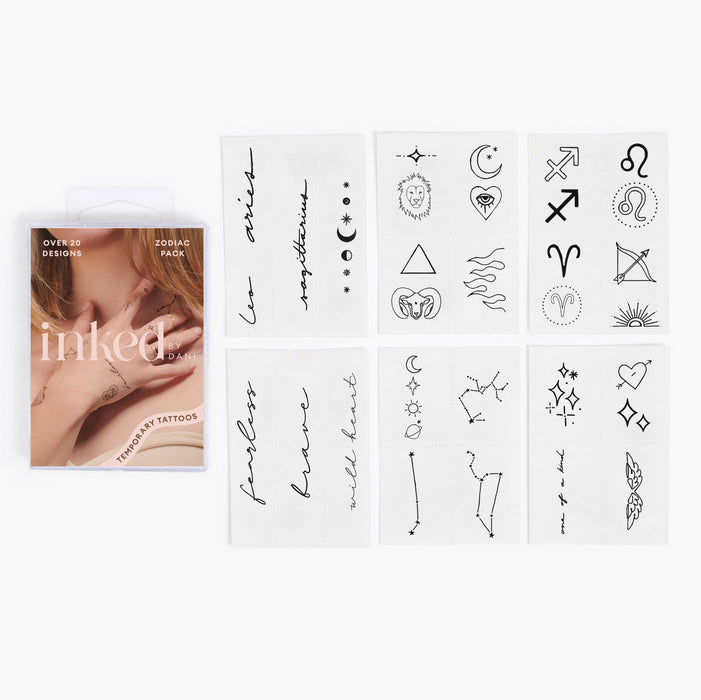 Zodiac Collection: Fire Signs Temporary Tattoo Pack - Aries + Leo + Sagittarius