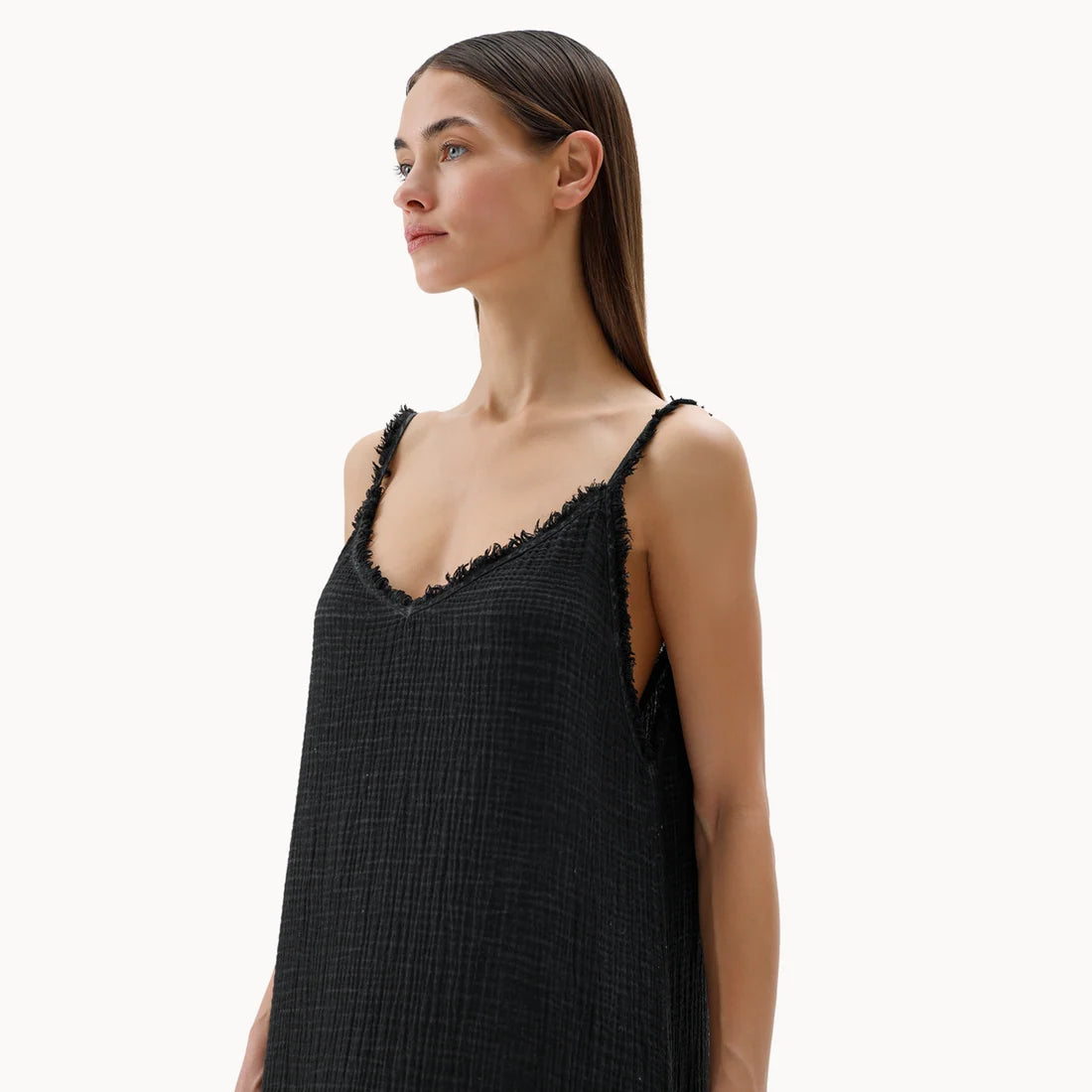 Crinkle Strappy Dress - Black