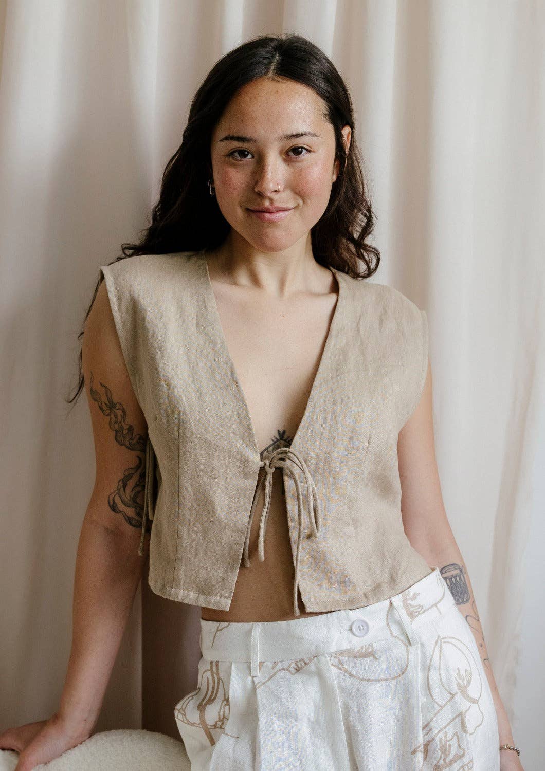 Hendriks Isla Tie Top - Mushroom