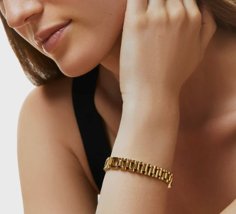 Watch Band Link Bracelet, Bangle - Gold