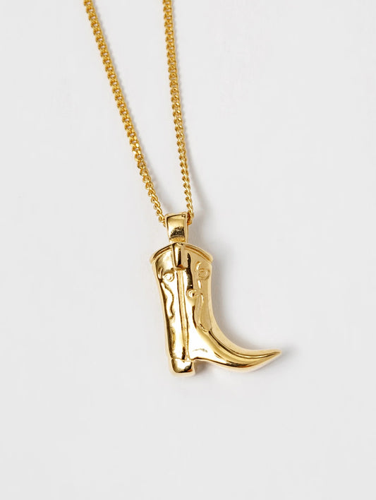 Wolf Circus Cowboy Boot Charm Necklace - Gold