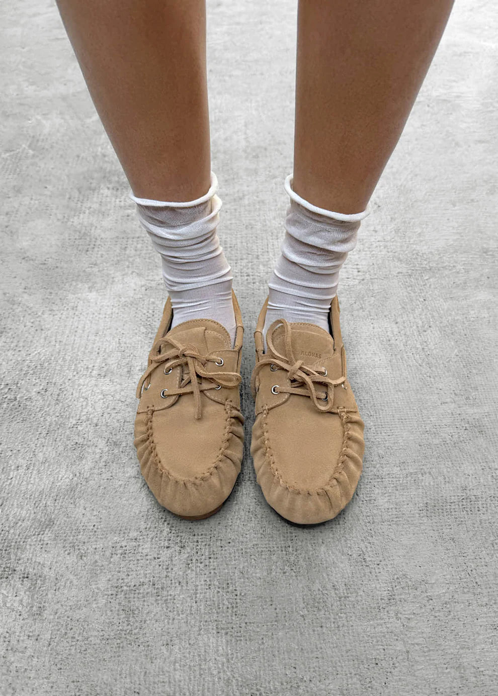 Alohas Rowan Suede Beige Leather Loafers