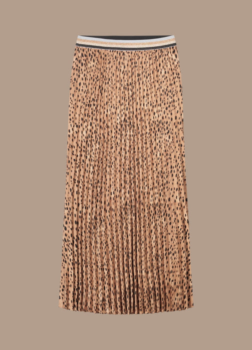 Summum Satin Pleated Skirt - Cheetah Print