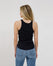 Ribbed Tank with Curved Hem - Black