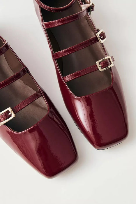 Luke Onix Wine Burgundy Leather Ballet Flats