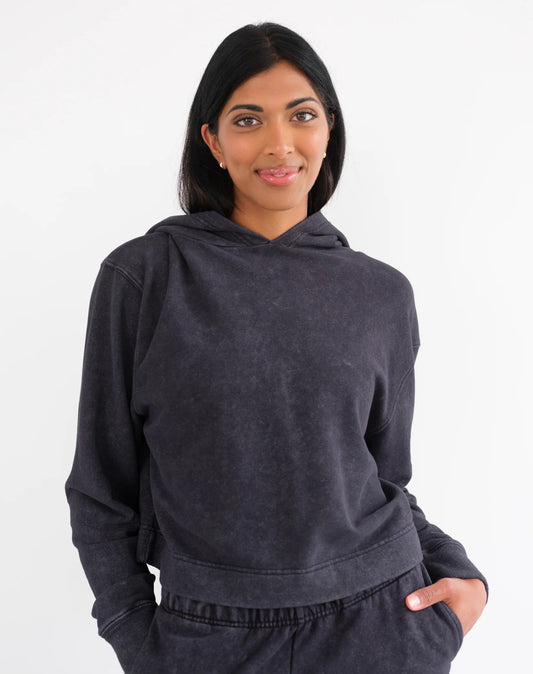 Cropped Core Hoodie - Washed Black