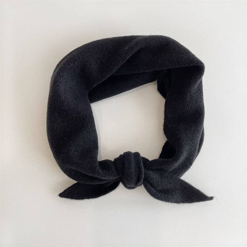 Fuzzy Wool Cravat Scarf - Black