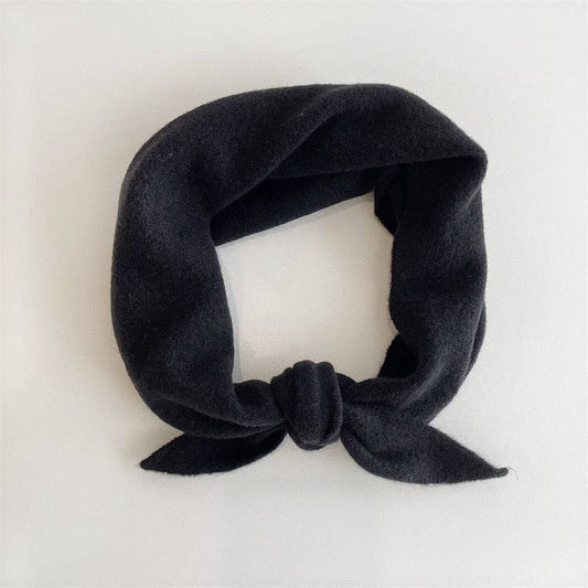 Fuzzy Wool Cravat Scarf - Black