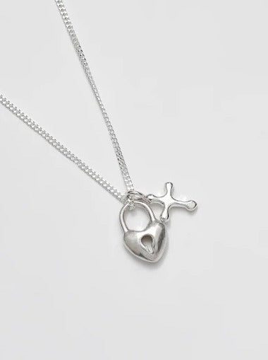 Wolf Circus Mini Heartlock and Cross Charm Necklace