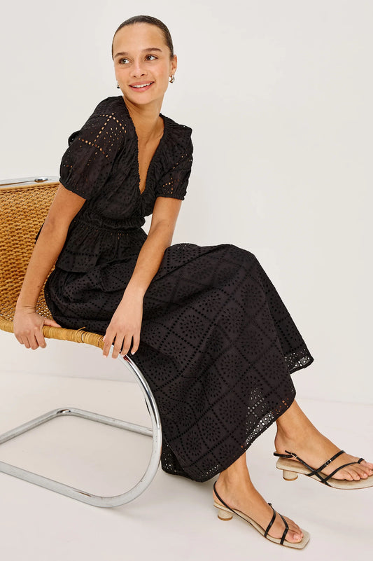 Rails Argenta Top - Black Grid Embroidery