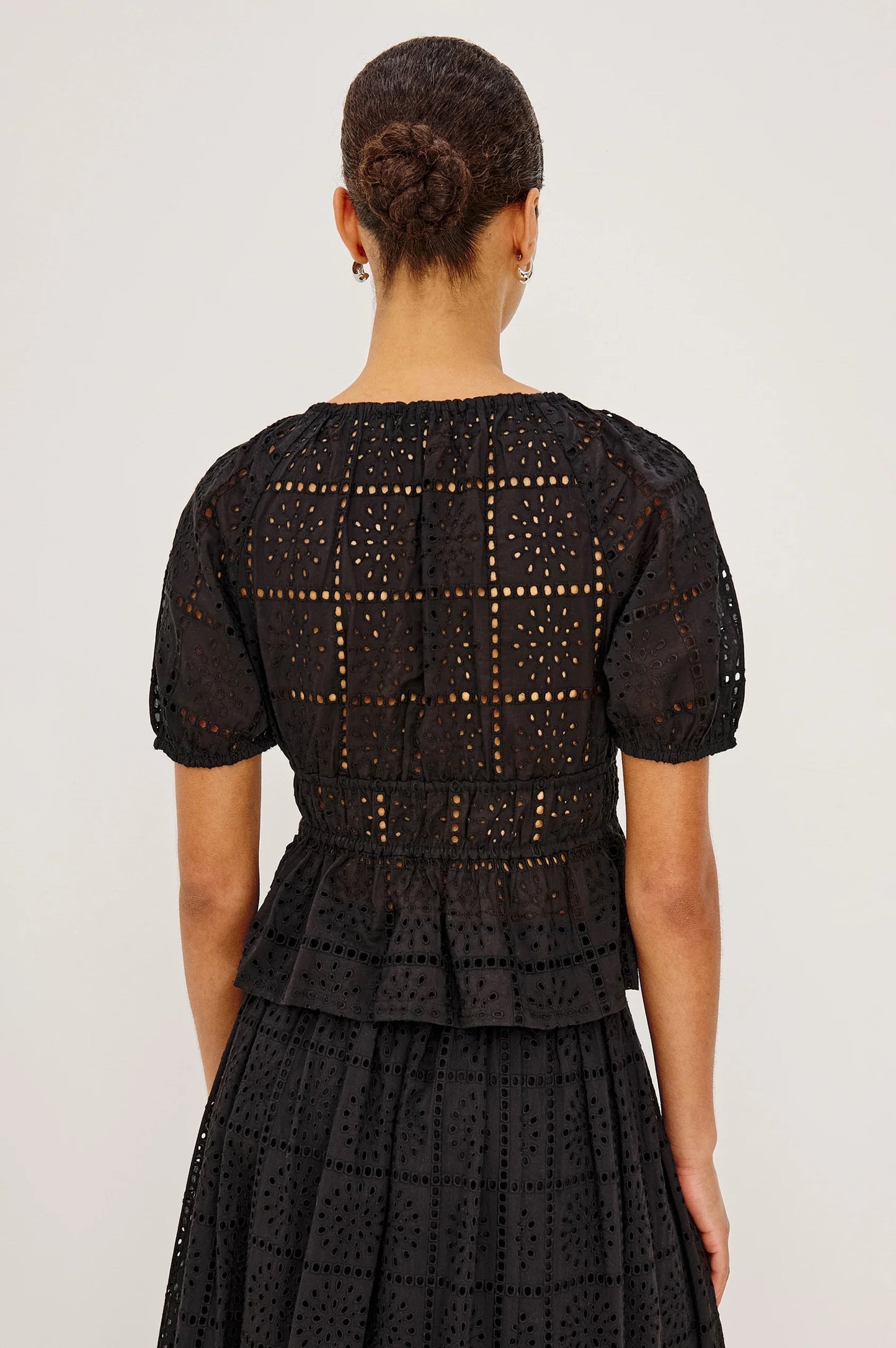 Rails Argenta Top - Black Grid Embroidery