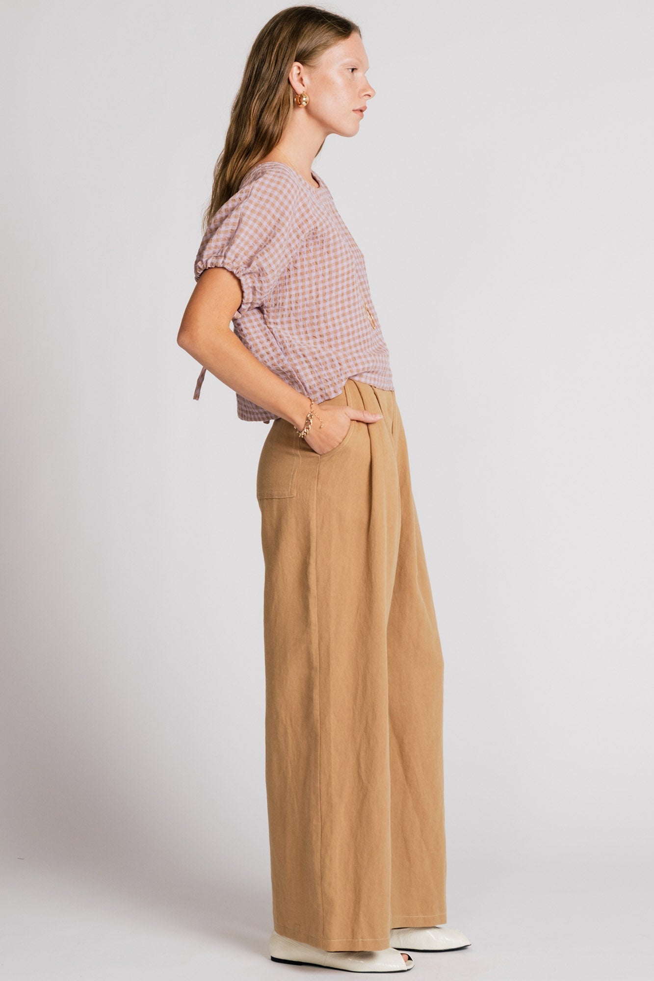Allison Wonderland Swift Blouse - Mauve Gingham