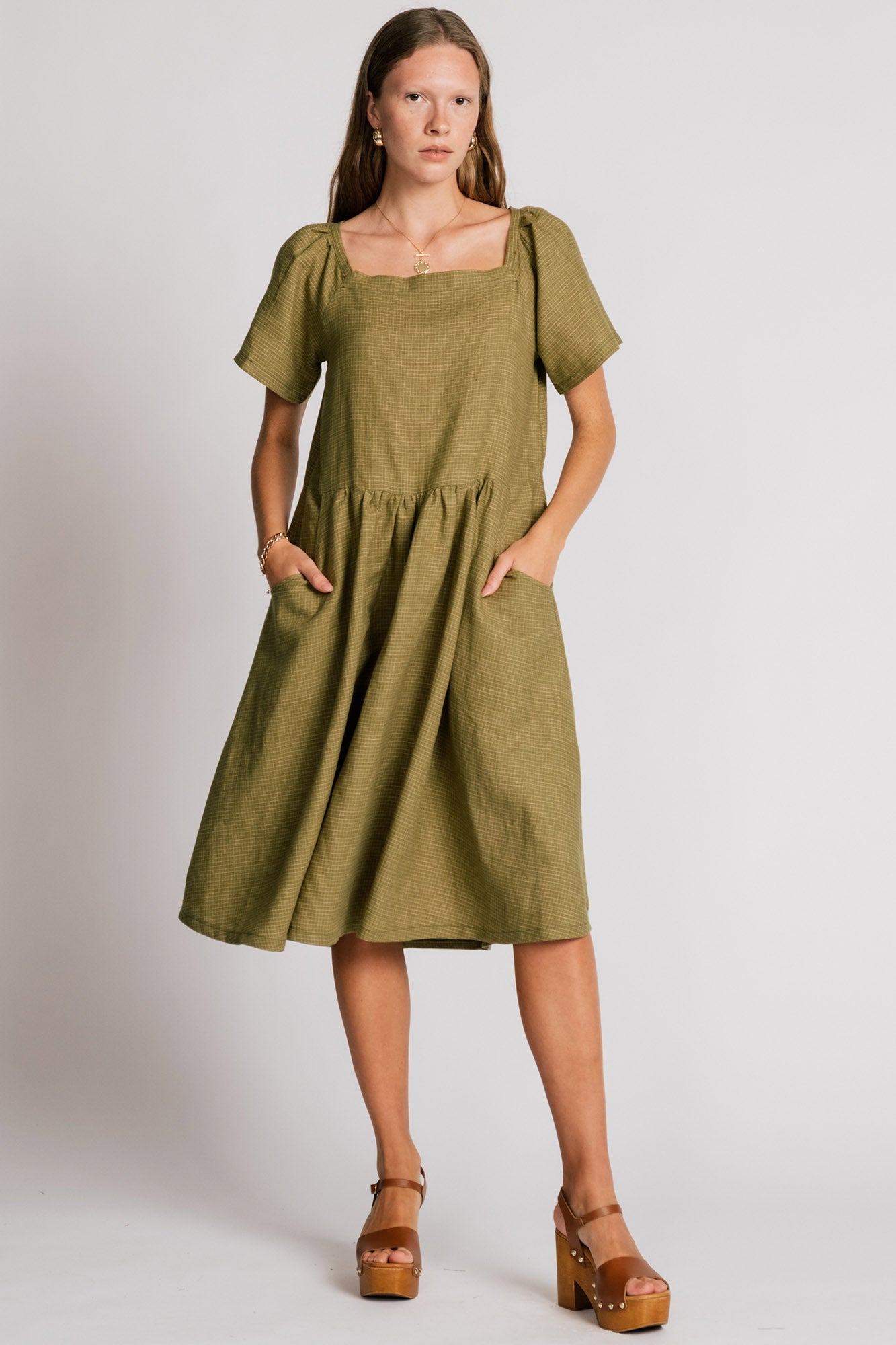 Allison Wonderland Warbler Dress - Avocado
