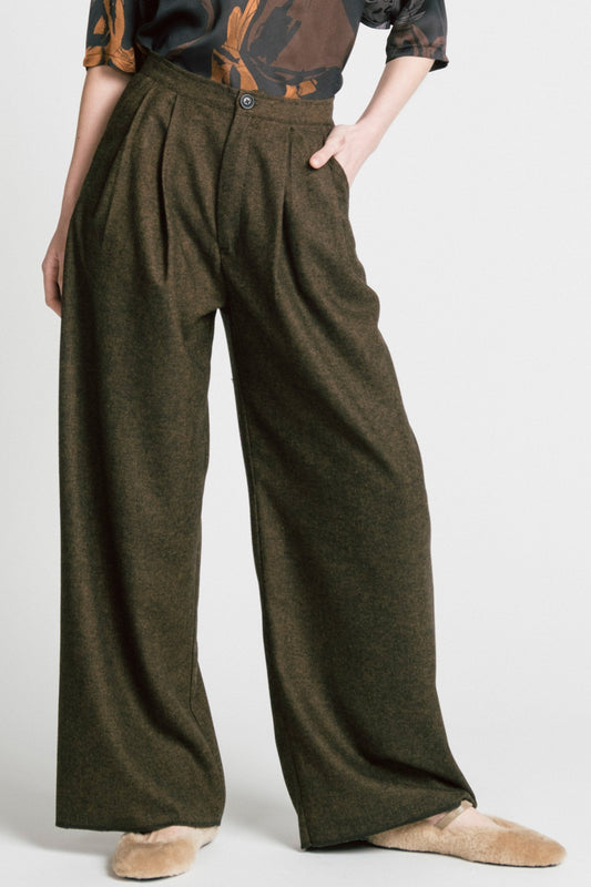 Allison Wonderland Memory Pant - Brown Herringbone