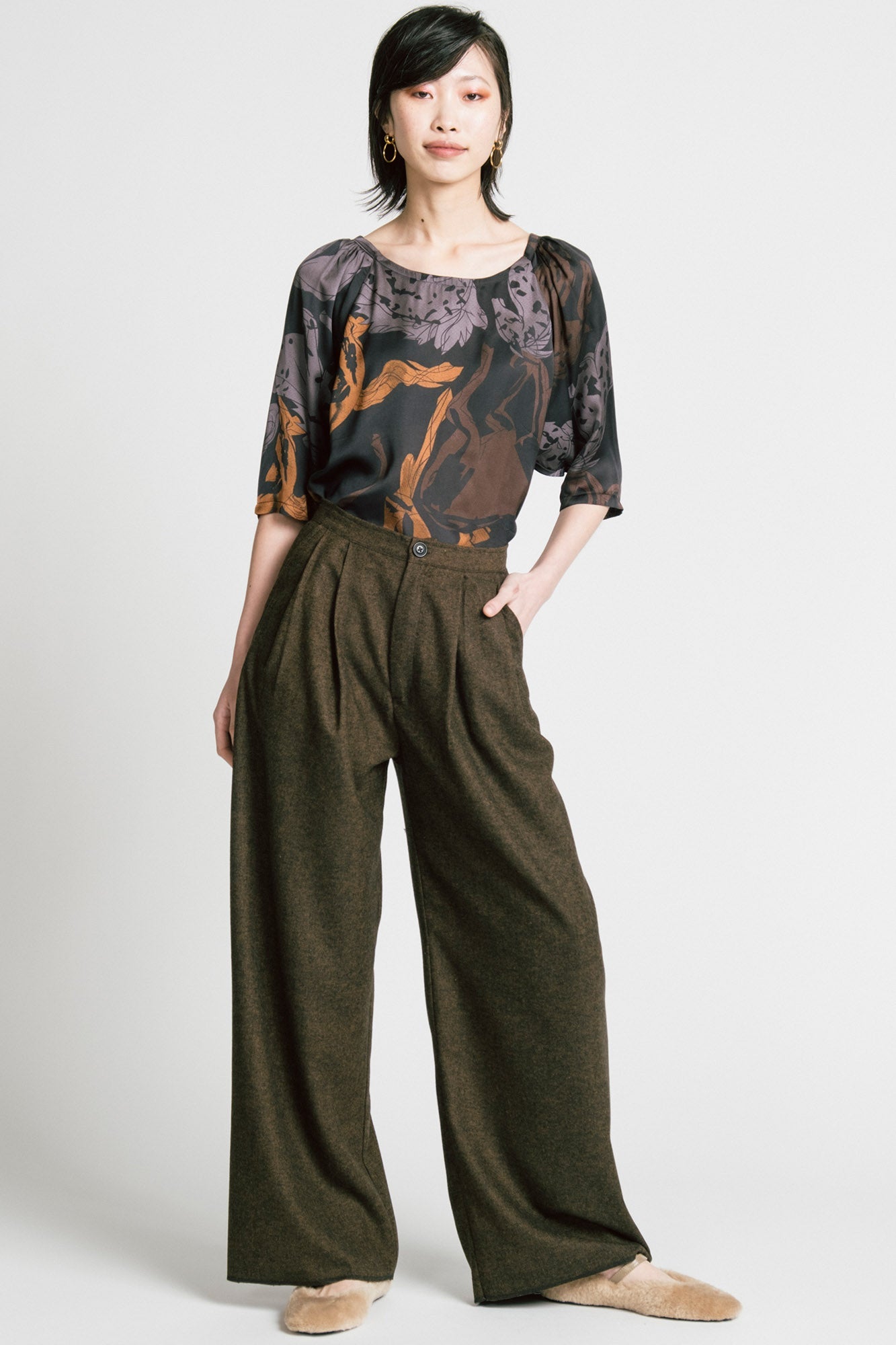 Allison Wonderland Memory Pant - Brown Herringbone