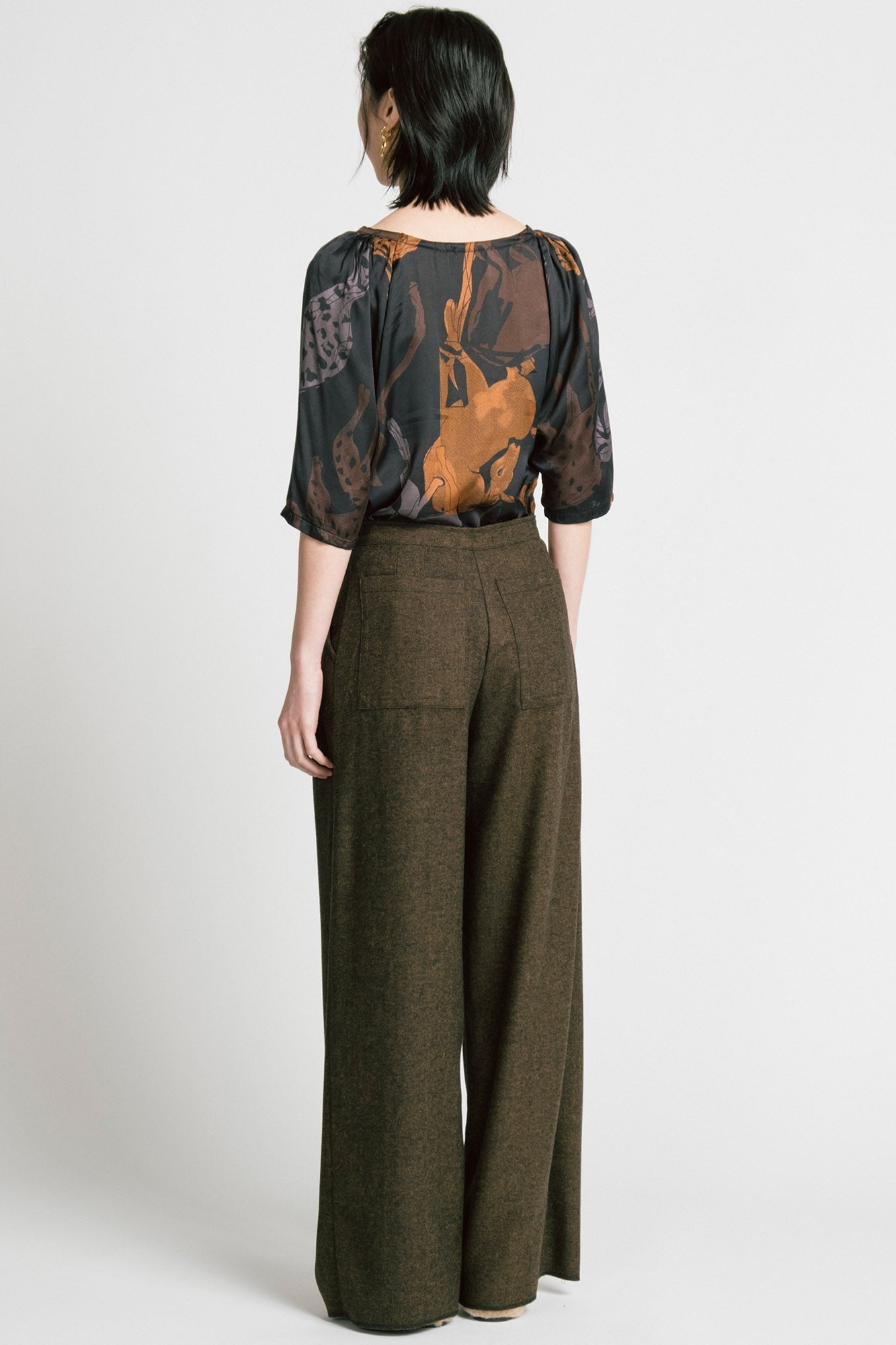 Allison Wonderland Memory Pant - Brown Herringbone