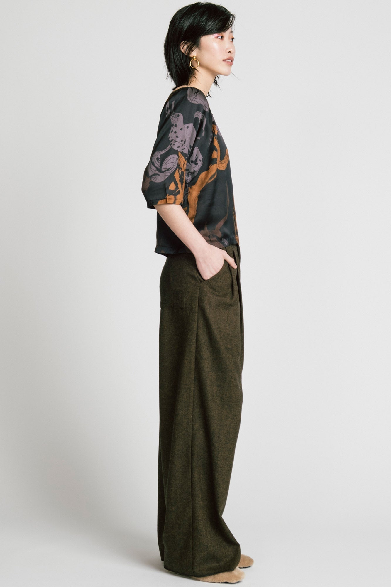 Allison Wonderland Memory Pant - Brown Herringbone