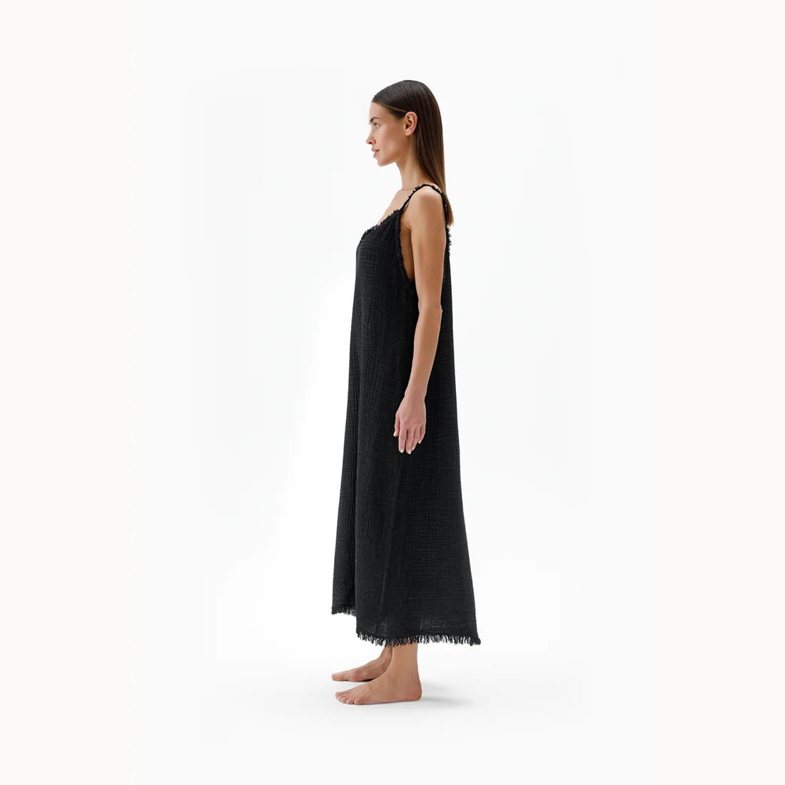 Crinkle Strappy Dress - Black
