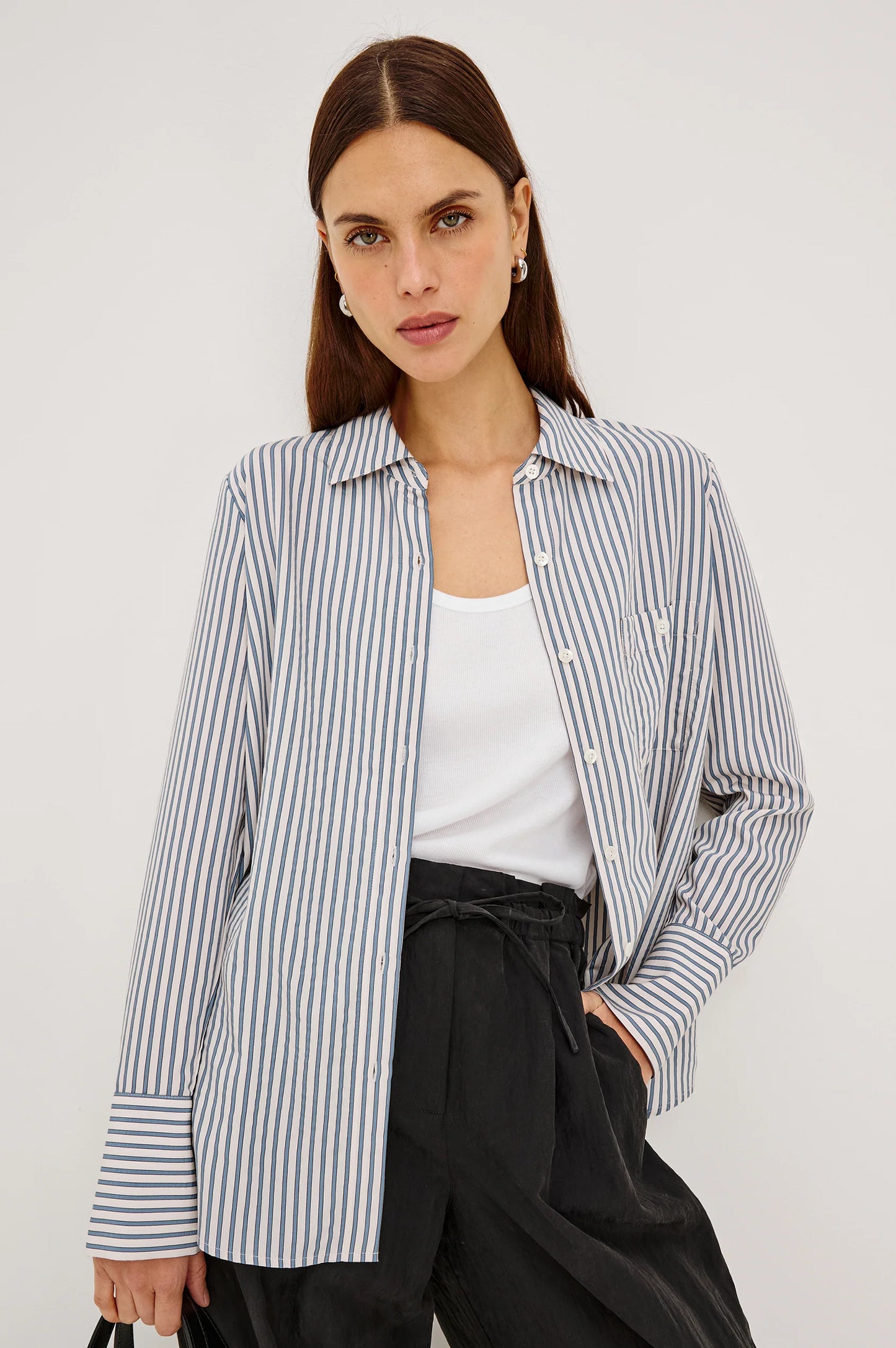 Rails Beck Shirt - Ivory Steel Blue Stripe