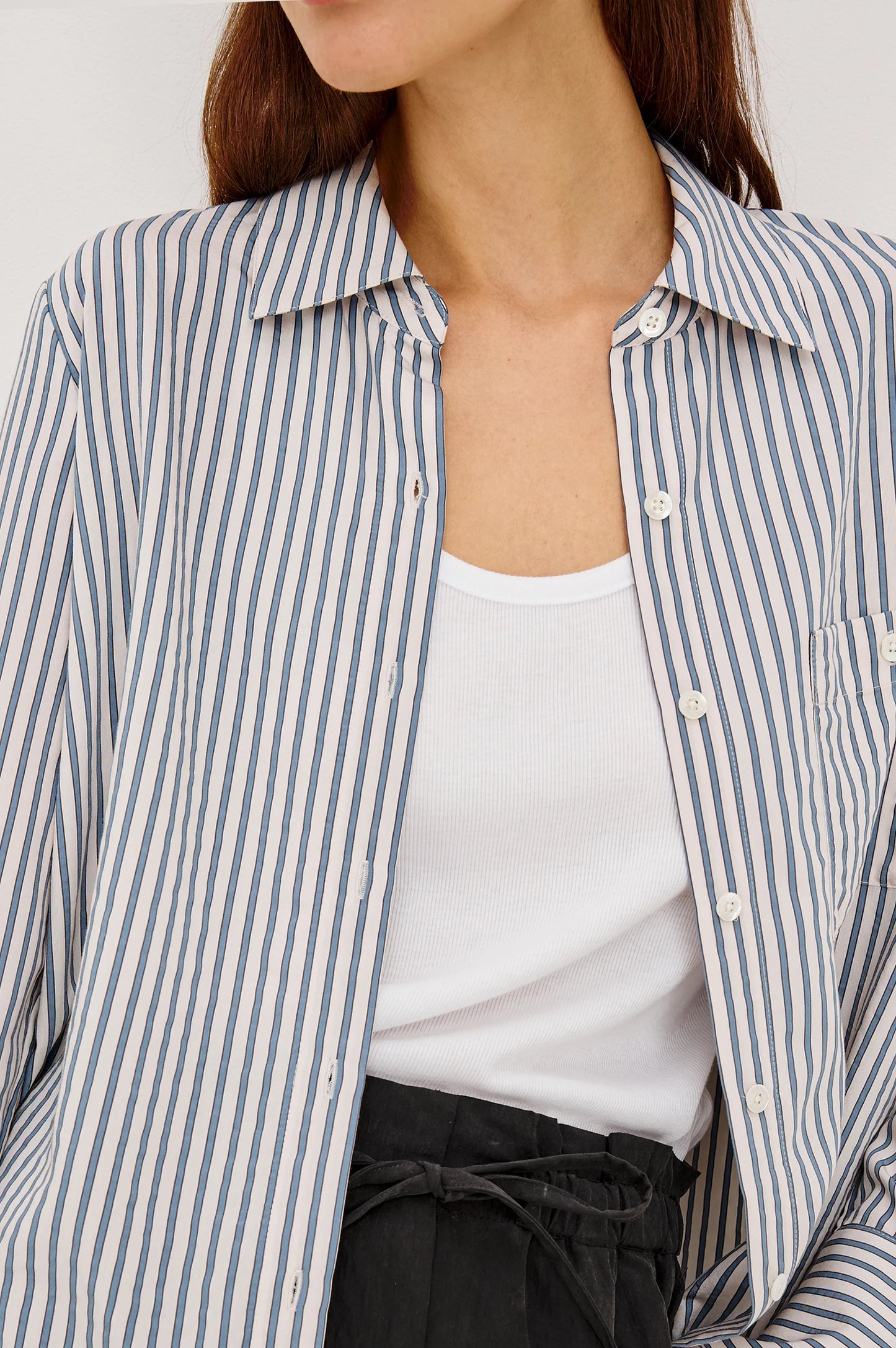 Rails Beck Shirt - Ivory Steel Blue Stripe