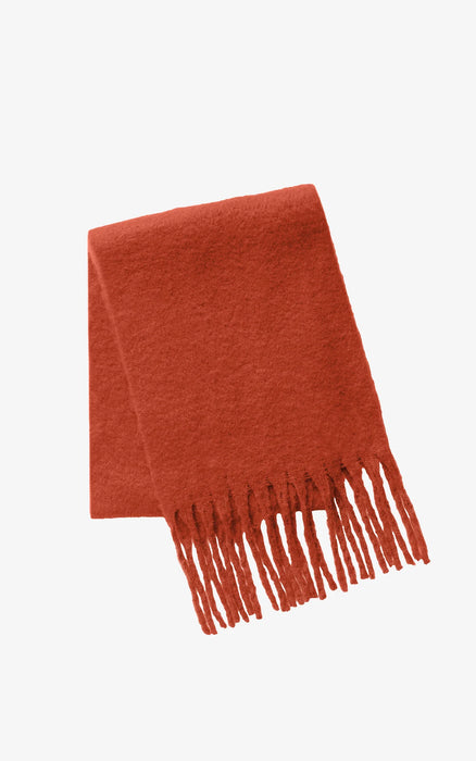 Bev Faux Mohair Solid Scarf With Fringed Edge - Copper