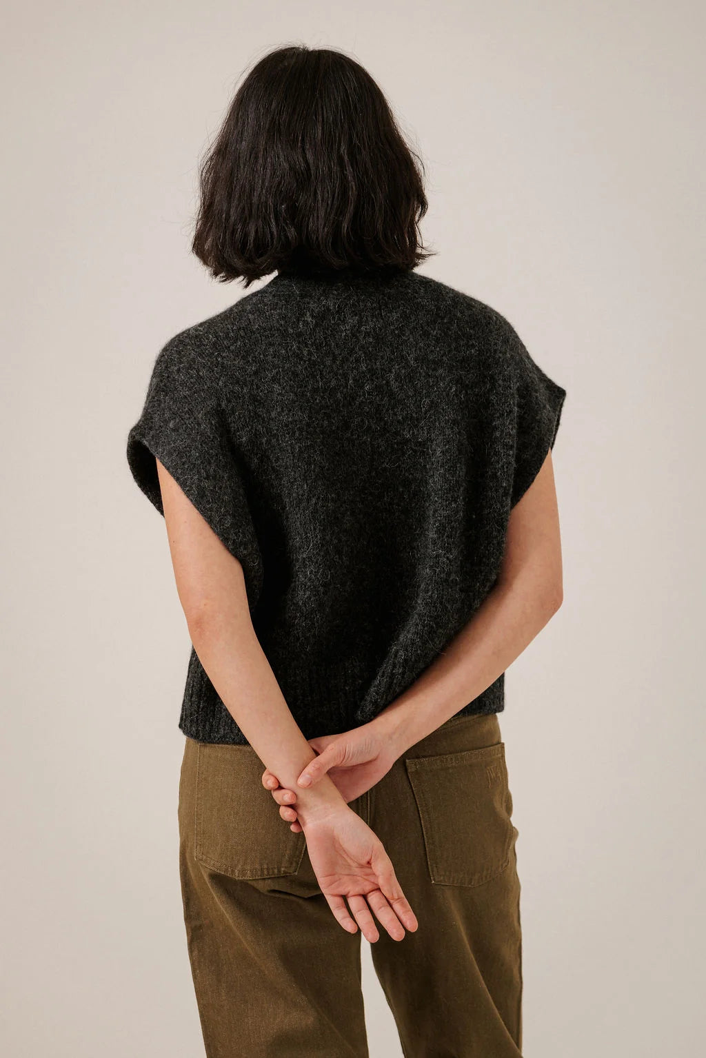 Bare Knitwear Alpaca Button Down Vest - Basalt