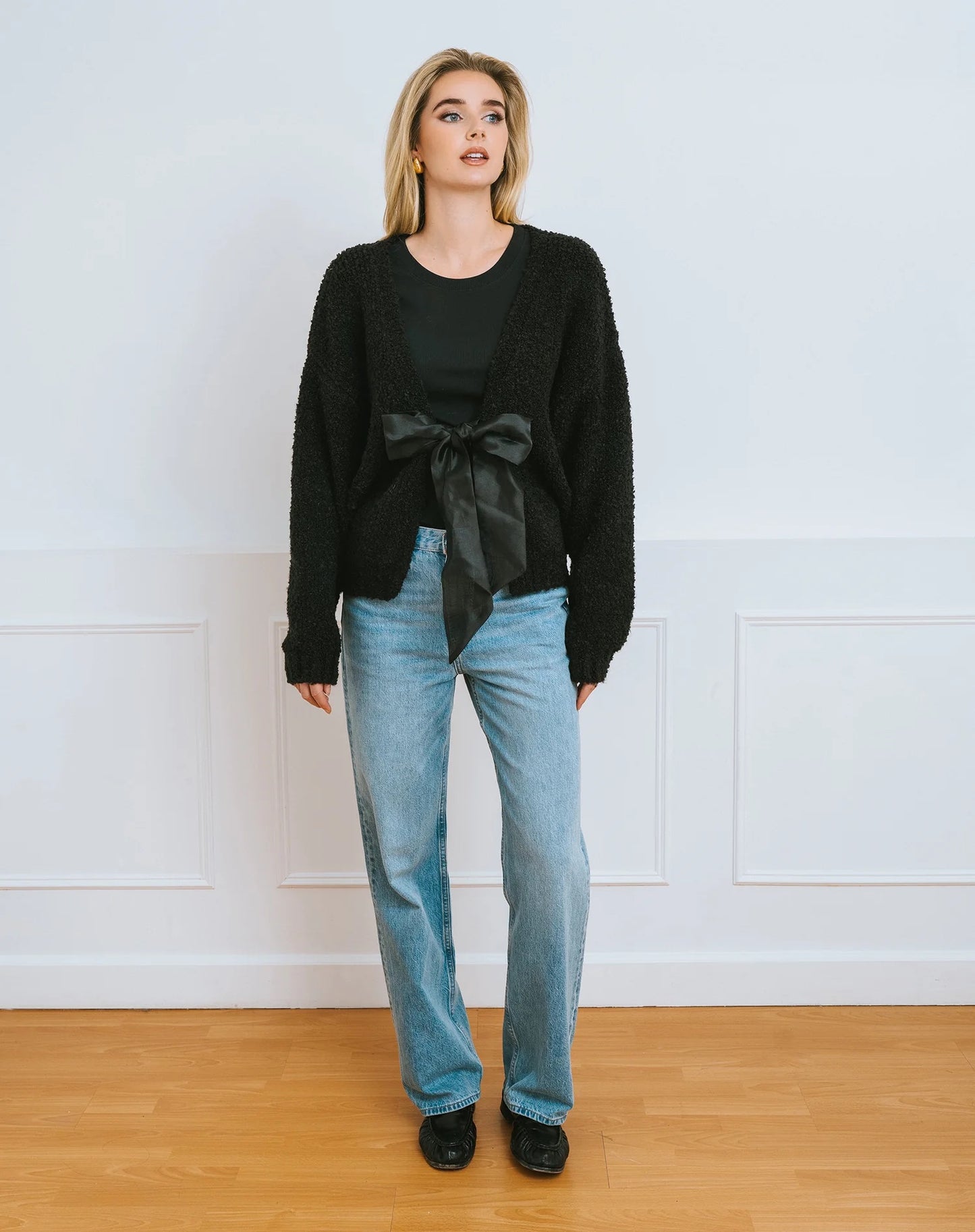 Brunette the Label Elsa Bow Cardigan - Black