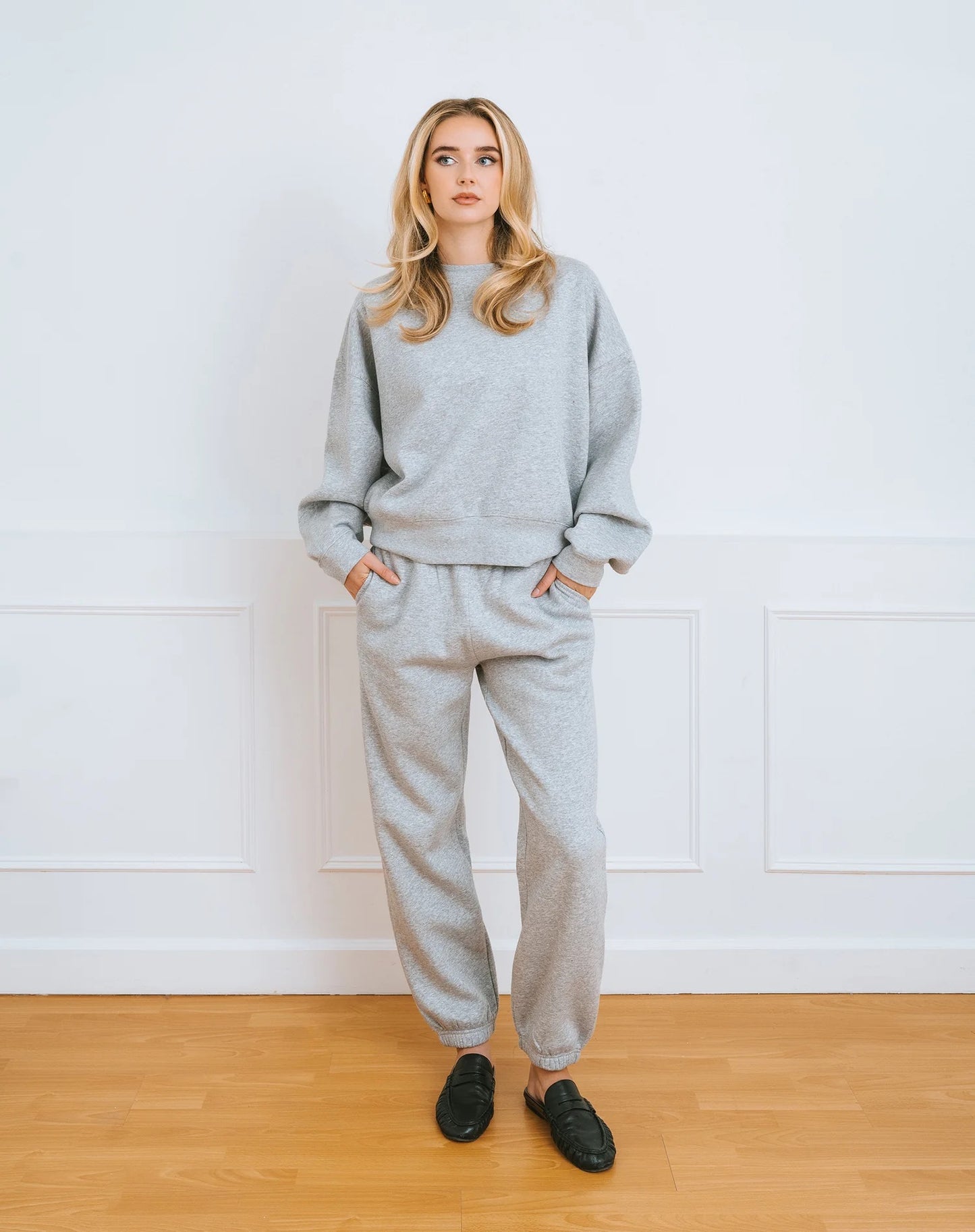 Brunette the Label Rhinestone Strass Girlfriend Crew - Grey Melange