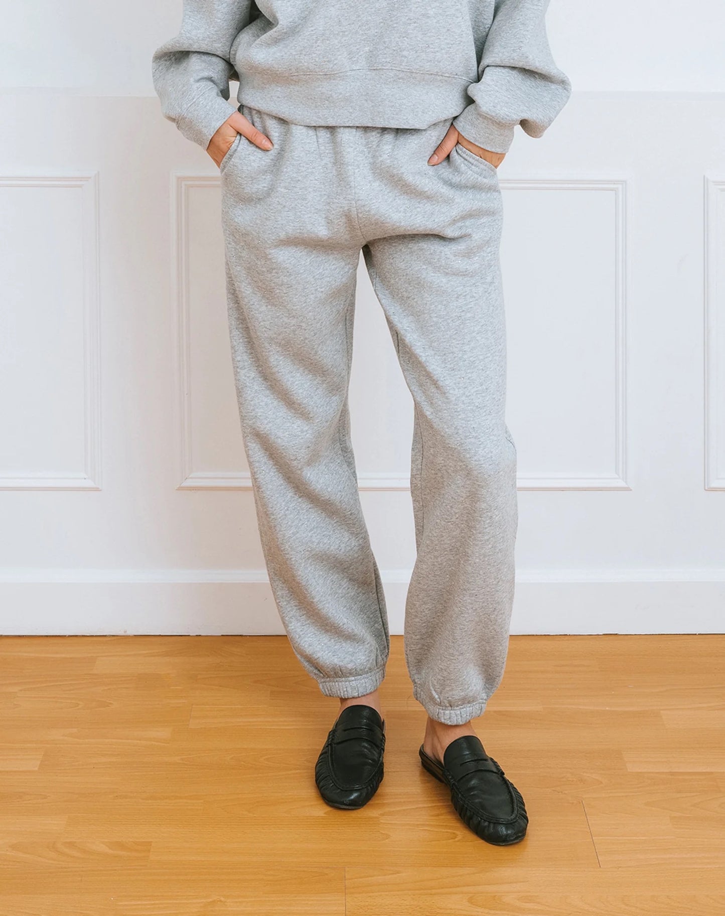 Brunette the Label Strass Rhinestone Jogger - Grey Melange