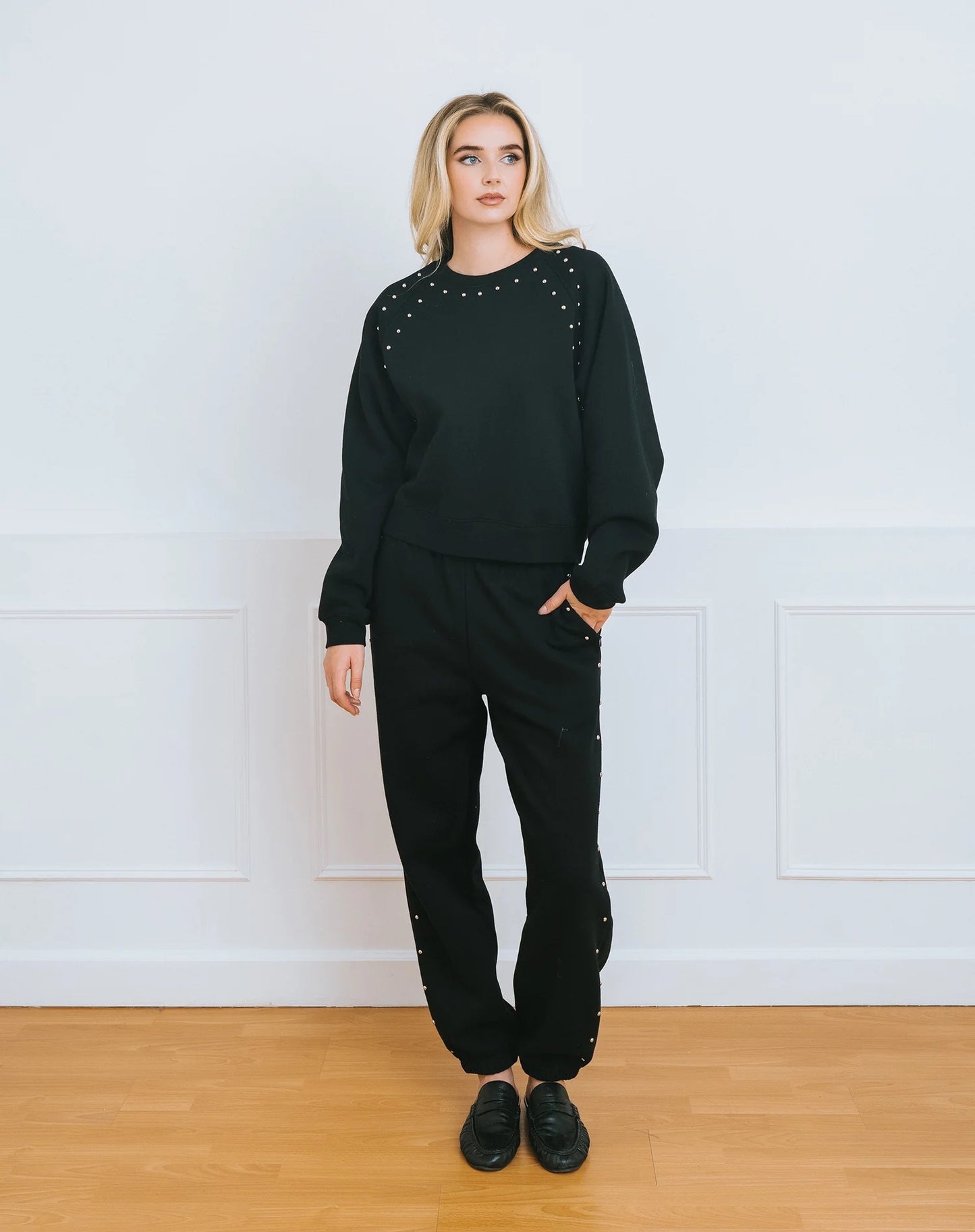 Brunette the Label Studded Cousin Crew - Black