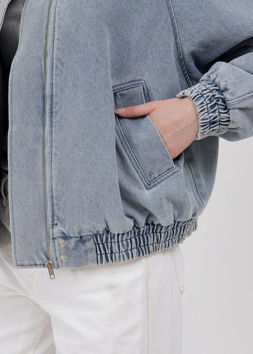 Christine Oversized Bomber Jacket - Light Denim