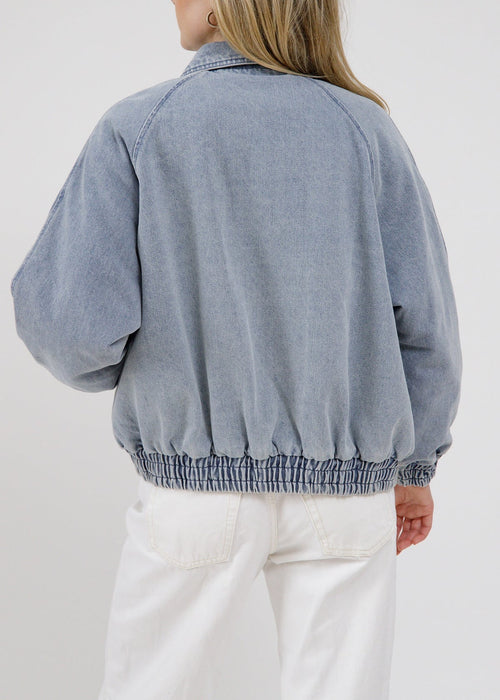 Christine Oversized Bomber Jacket - Light Denim