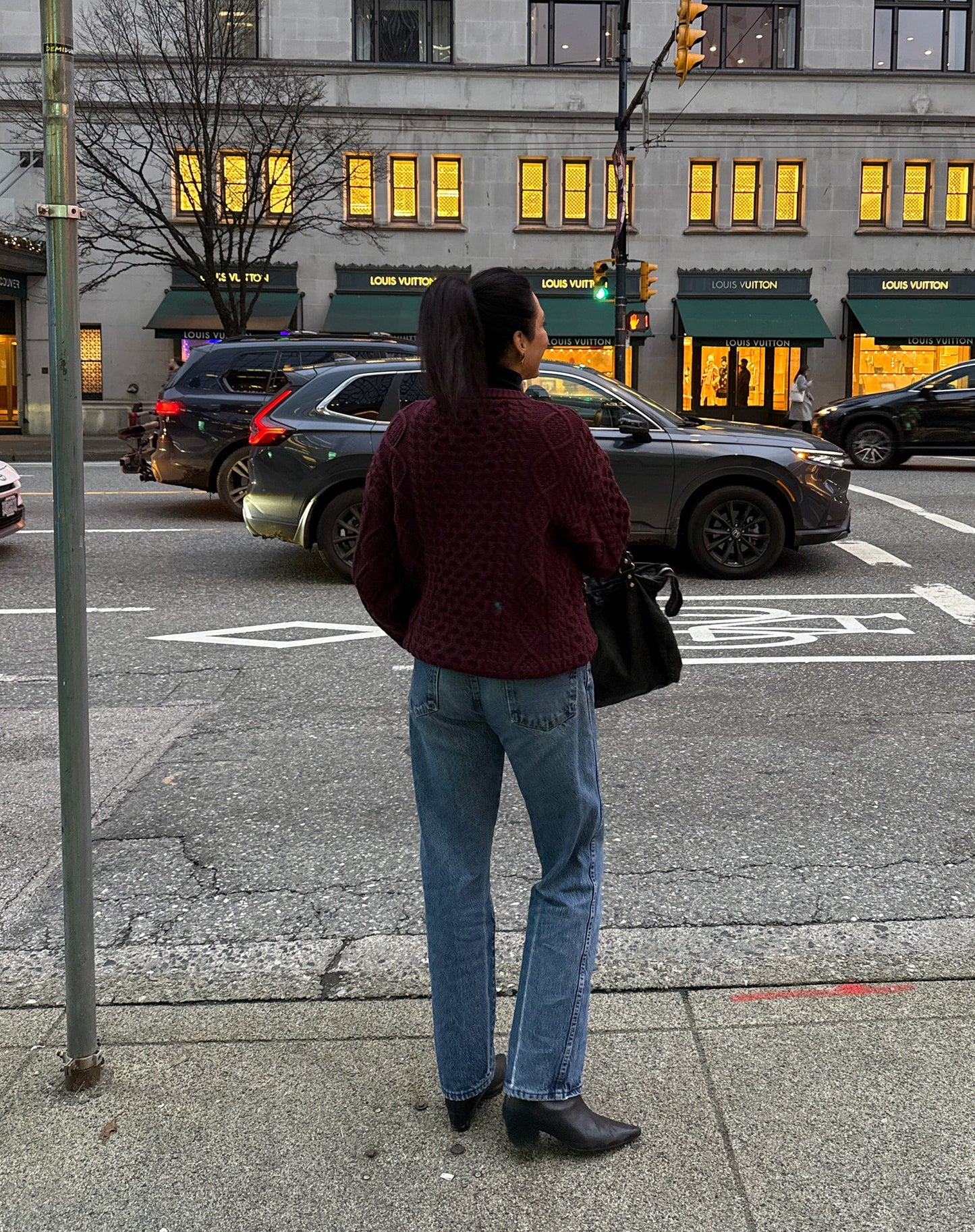 Brunette the Label Irish Cable Knit Sweater - Burgundy