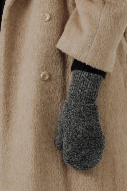 Bare Knitwear Alpaca Boucle Mittens - Stone
