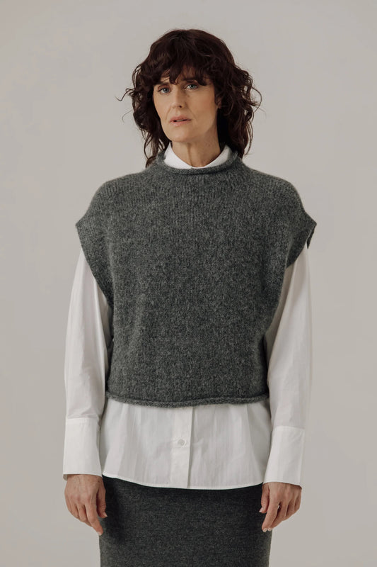 Bare Knitwear Iris Vest - Stone