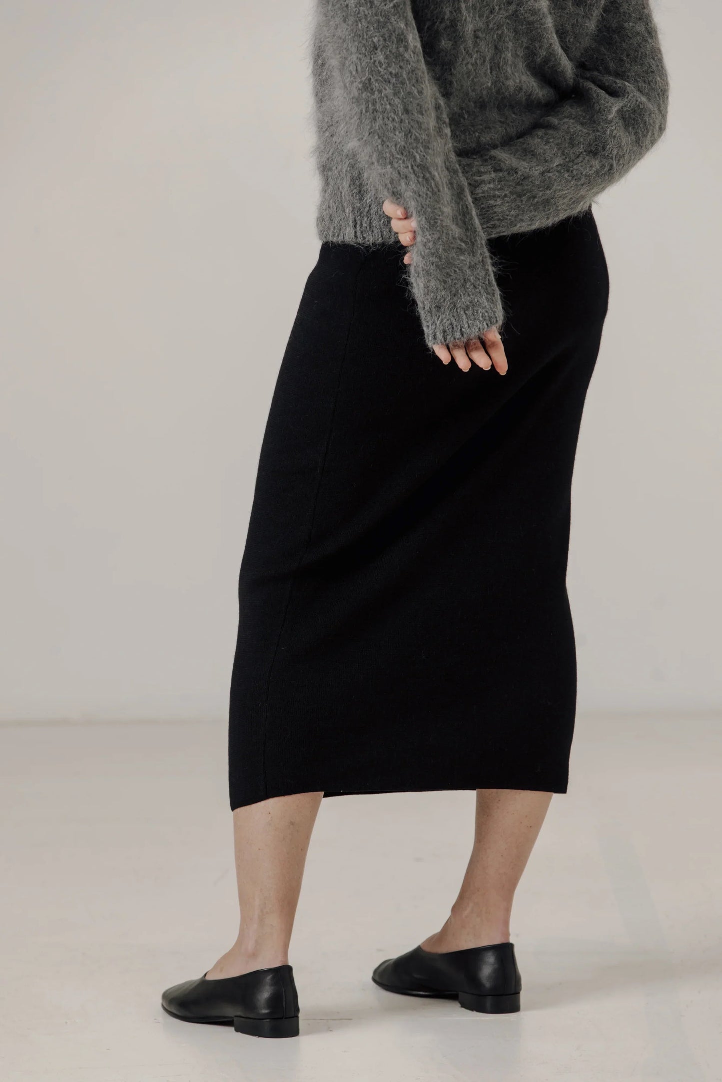 Bare Knitwear Alpaca Knit Midi Skirt - Classic Black